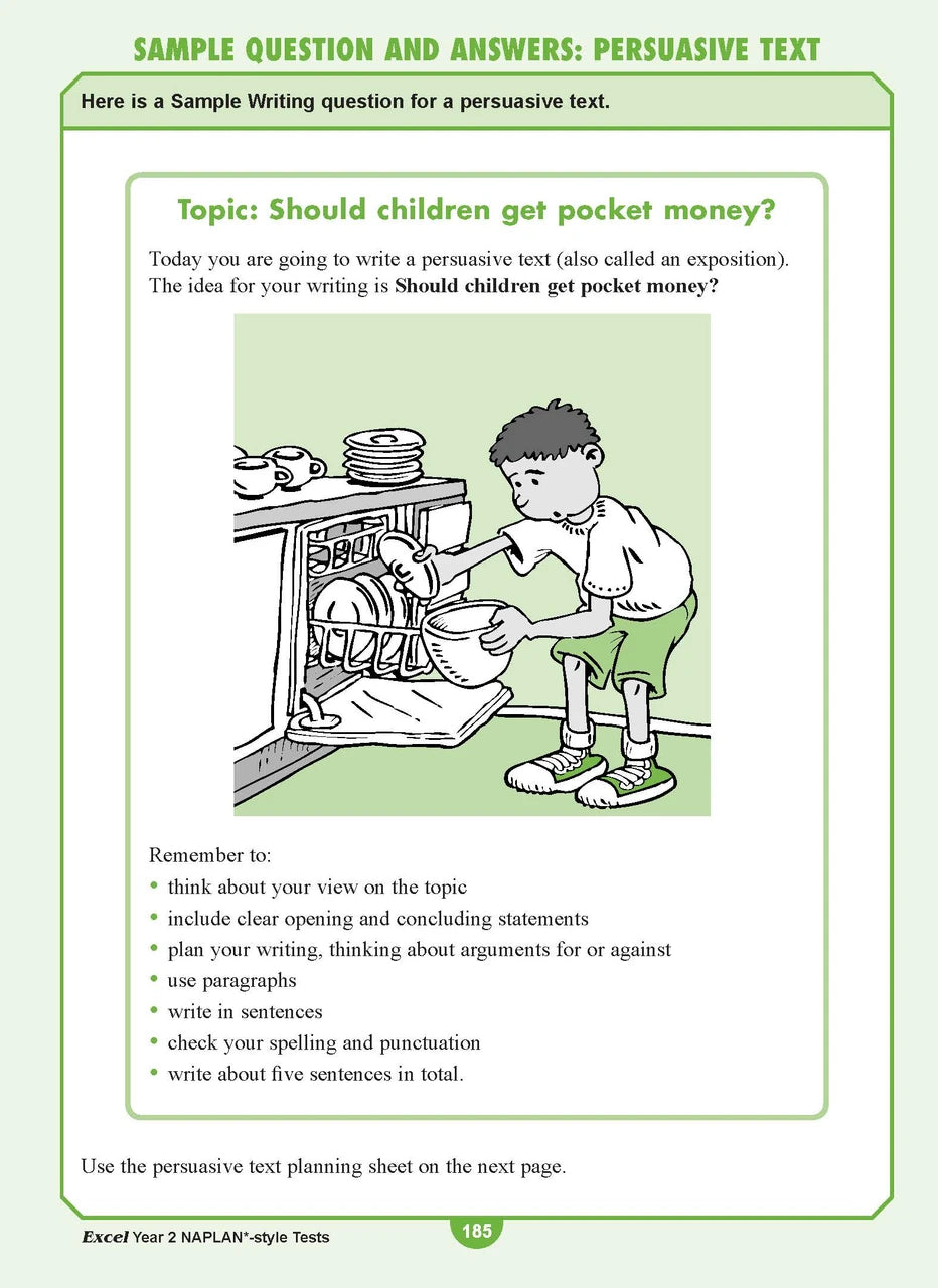 Sample interior page from the Excel Year 2 NAPLAN-style Tests workbook as shown in the publisher gallery