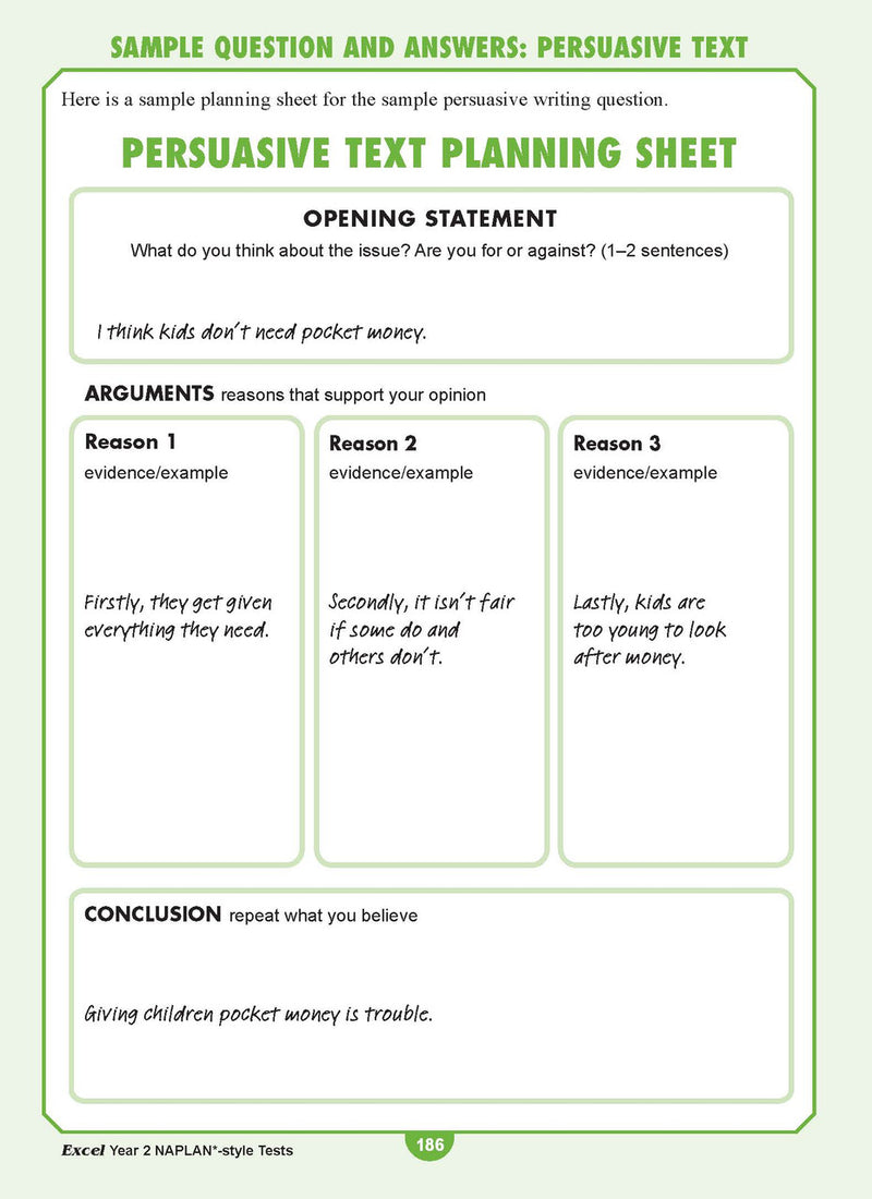 Sample interior page from the Excel Year 2 NAPLAN-style Tests workbook as shown in the publisher gallery