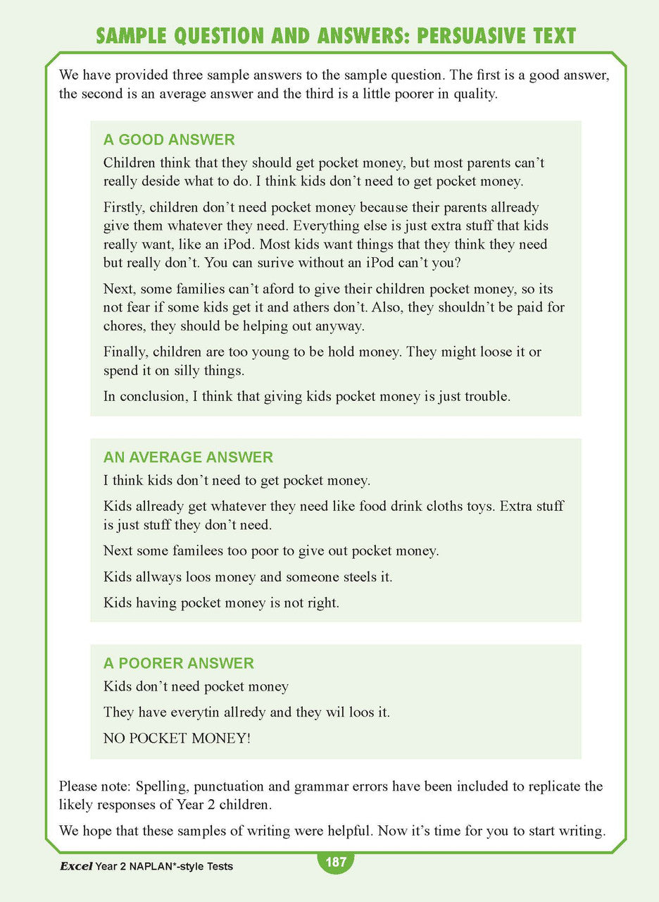 Sample interior page from the Excel Year 2 NAPLAN-style Tests workbook as shown in the publisher gallery