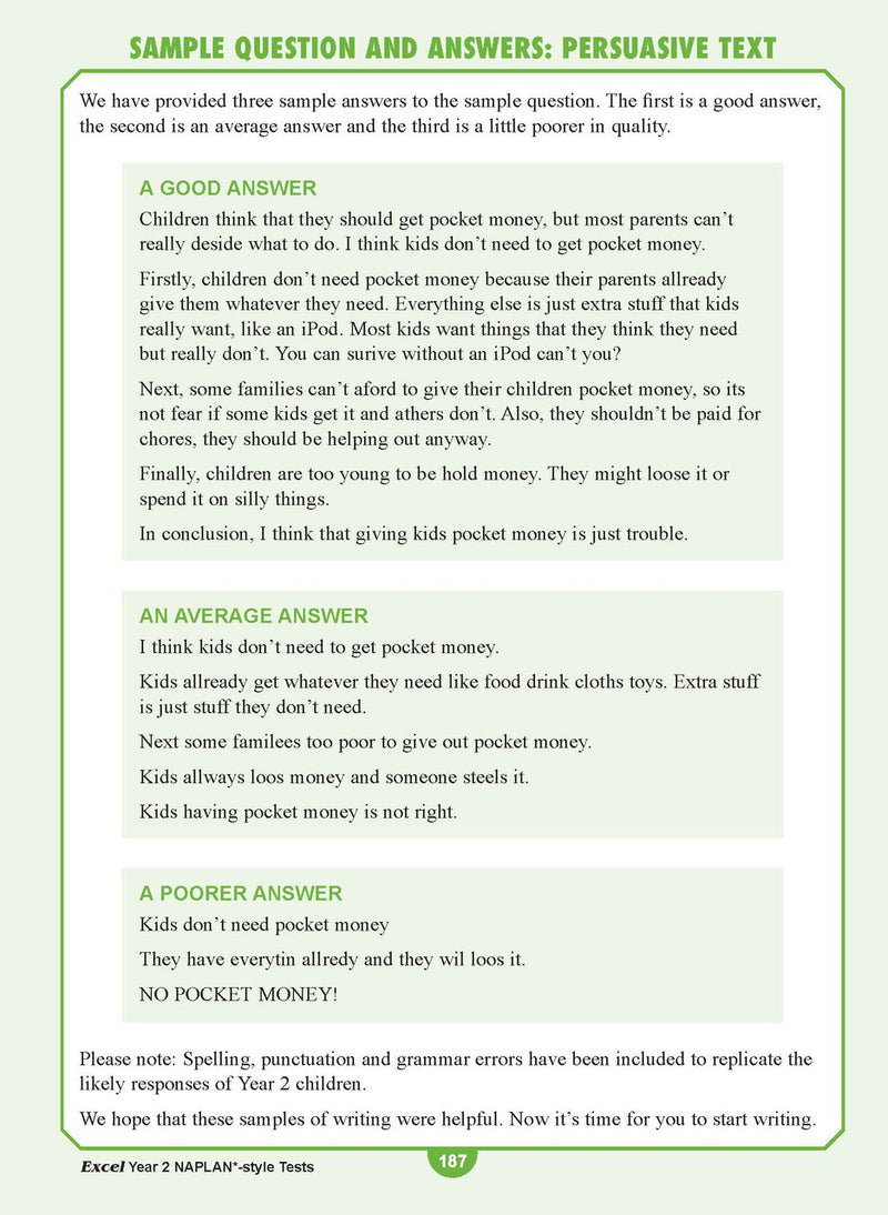 Sample interior page from the Excel Year 2 NAPLAN-style Tests workbook as shown in the publisher gallery