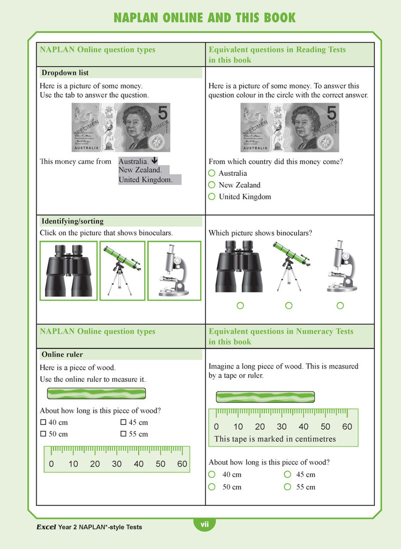 Introductory page from the front matter of the Excel Year 2 NAPLAN-style Tests workbook