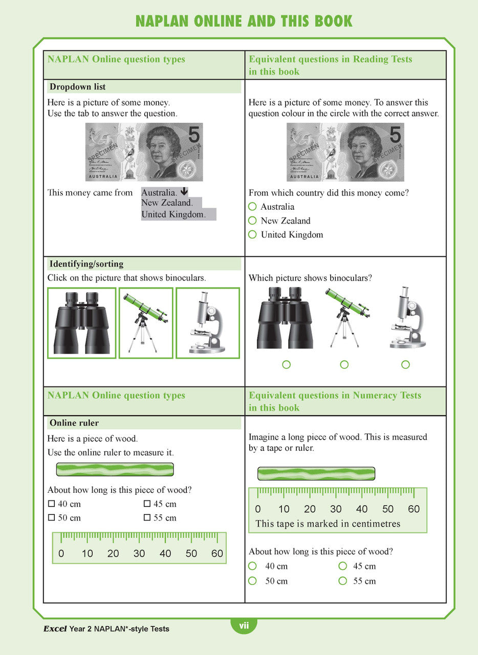 Introductory page from the front matter of the Excel Year 2 NAPLAN-style Tests workbook