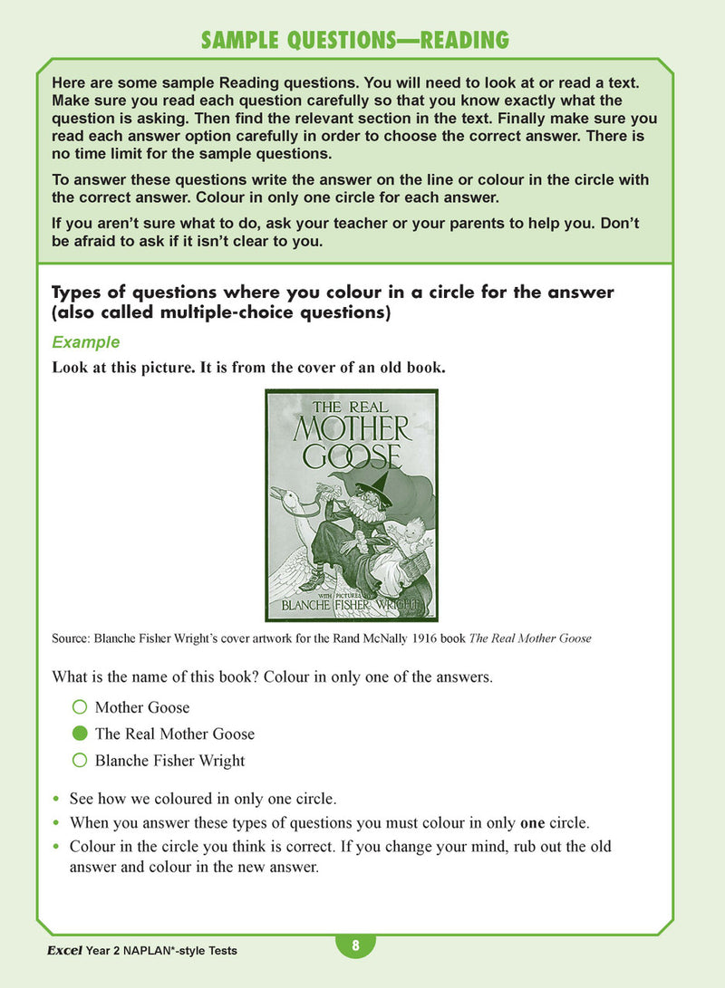 Sample interior page from the Excel Year 2 NAPLAN-style Tests workbook as shown in the publisher gallery
