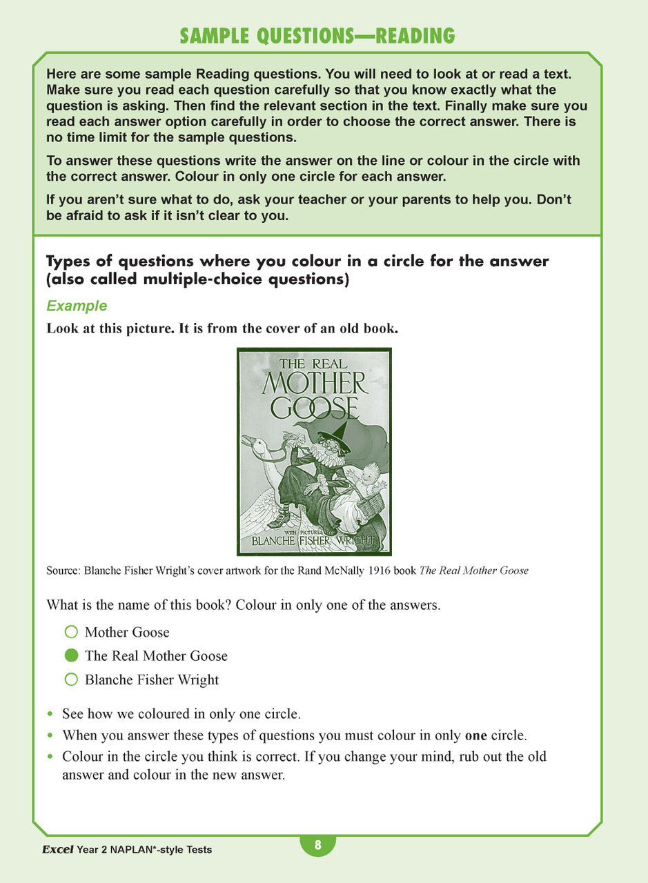 Sample interior page from the Excel Year 2 NAPLAN-style Tests workbook as shown in the publisher gallery