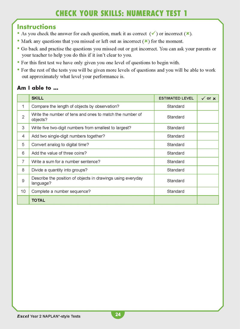 Sample interior page from the Excel Year 2 NAPLAN-style Tests workbook as shown in the publisher gallery