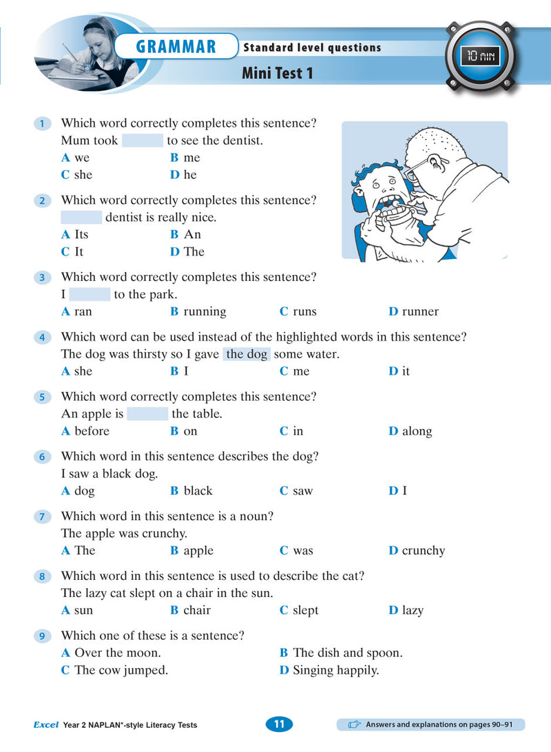 Sample interior page from the Excel Year 2 NAPLAN-style Literacy Tests workbook as shown in the publisher gallery