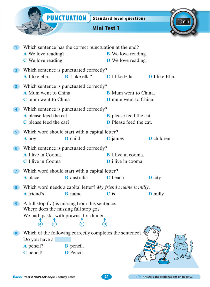 Sample interior page from the Excel Year 2 NAPLAN-style Literacy Tests workbook as shown in the publisher gallery