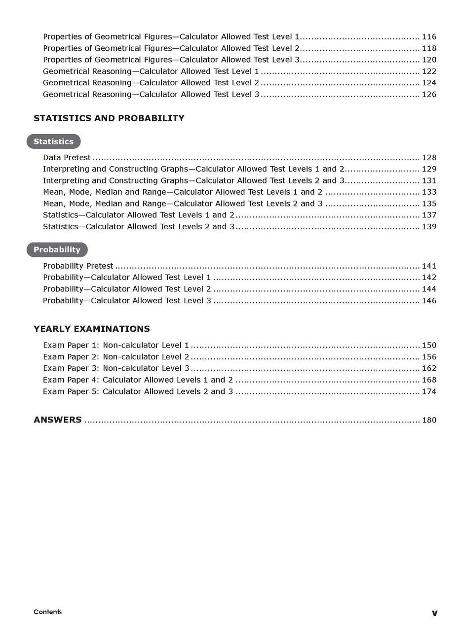 Sample interior page from the Excel Year 7 Mathematics Practice Tests book as shown in the Pascal Press product gallery