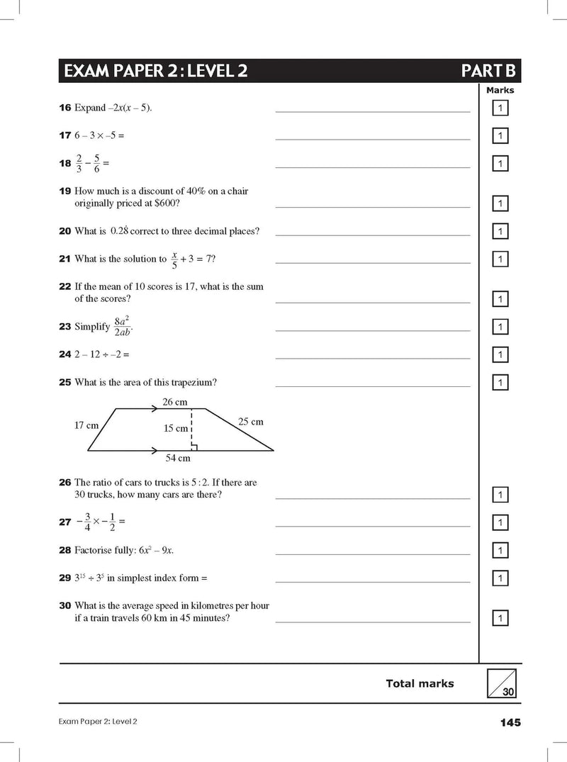 Sample interior page from Excel Year 8 Mathematics Practice Tests as shown in the Pascal Press product gallery, giving a preview of the layout and content