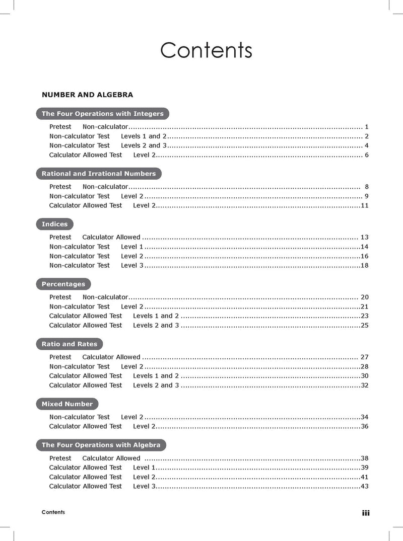 Sample interior page from Excel Year 8 Mathematics Practice Tests as shown in the Pascal Press product gallery, giving a preview of the layout and content