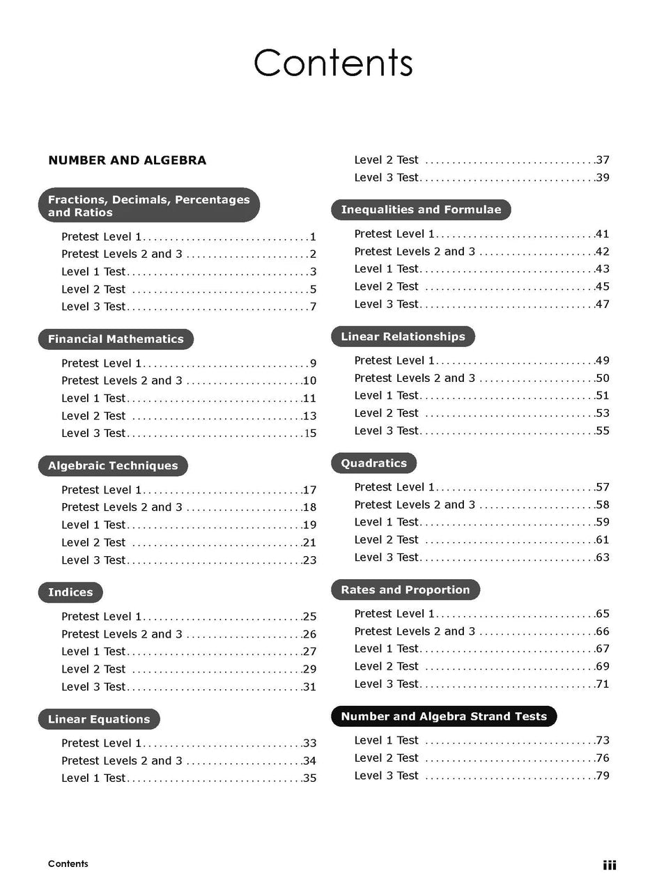 Sample interior page from Excel Year 9 Mathematics Practice Tests as shown in the Pascal Press product gallery, giving a preview of the layout and content