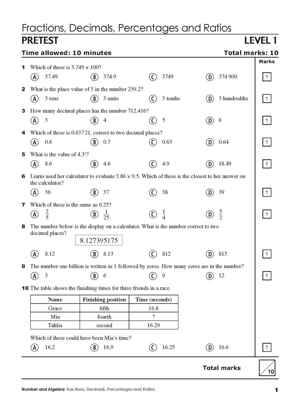 Sample interior page from Excel Year 9 Mathematics Practice Tests as shown in the Pascal Press product gallery, giving a preview of the layout and content