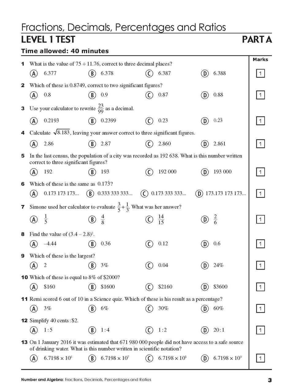 Sample interior page from Excel Year 9 Mathematics Practice Tests as shown in the Pascal Press product gallery, giving a preview of the layout and content