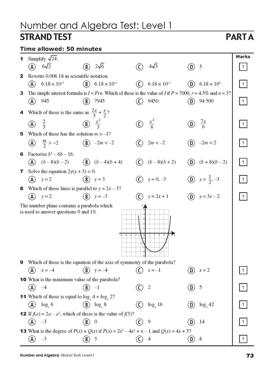 Sample interior page from Excel Year 10 Mathematics Practice Tests as shown in the Pascal Press product gallery, giving a preview of the layout and content