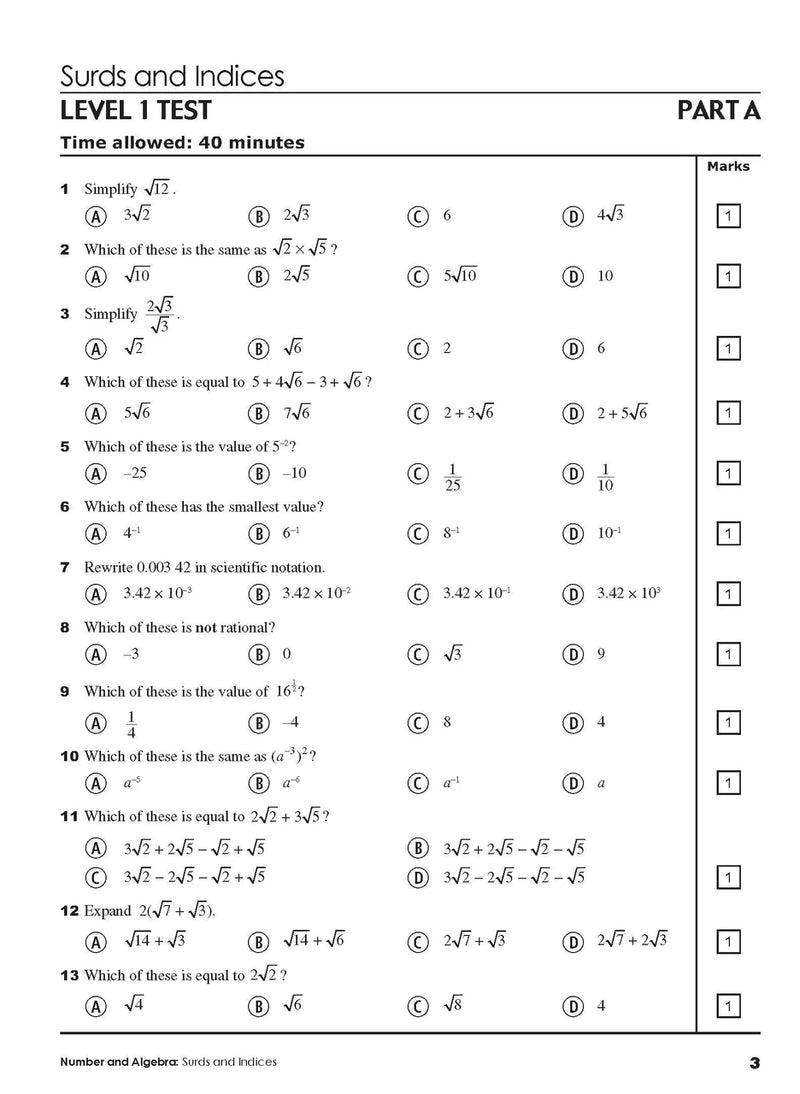 Sample interior page from Excel Year 10 Mathematics Practice Tests as shown in the Pascal Press product gallery, giving a preview of the layout and content