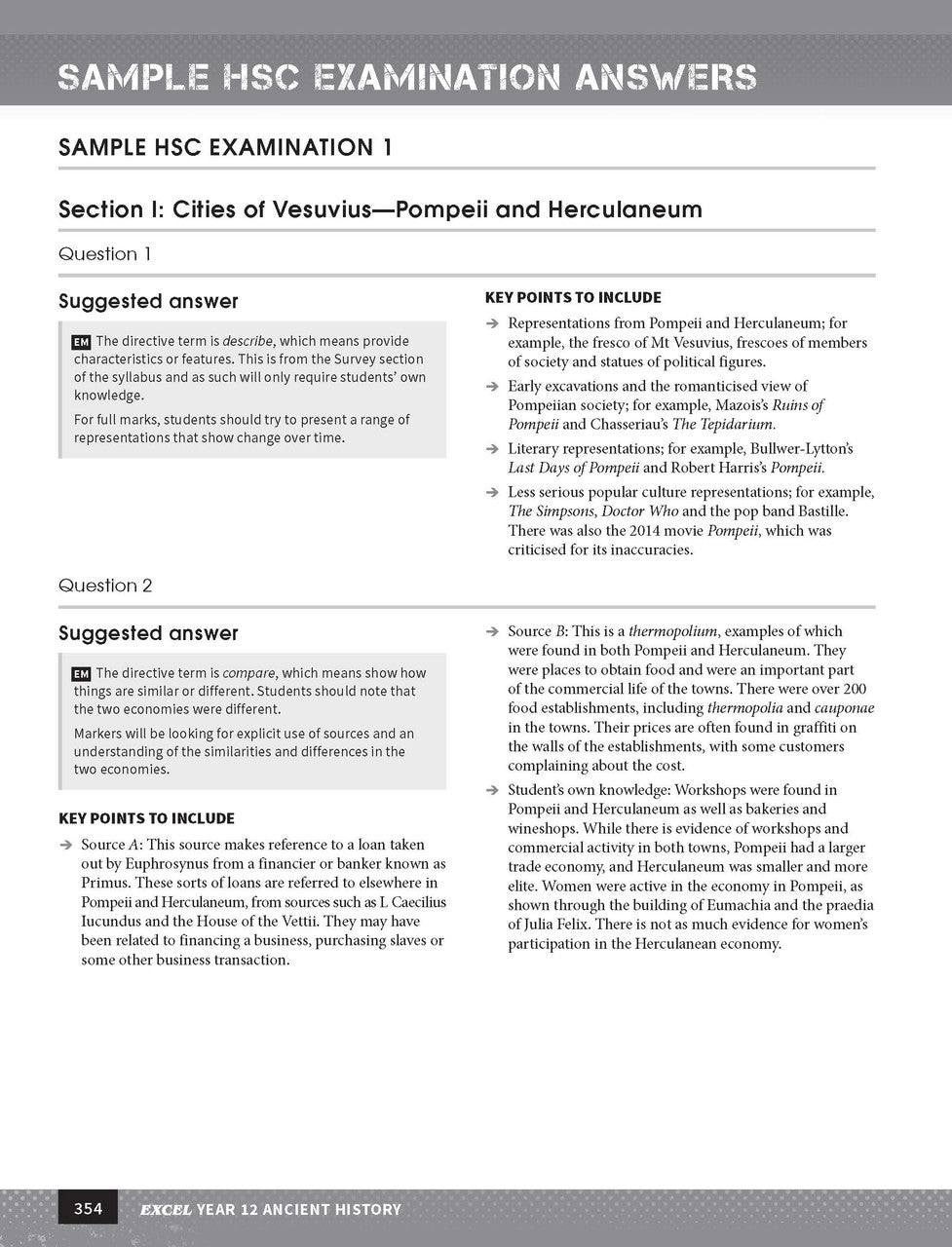 Inside page preview from the Excel Year 12 Ancient History Study Guide, the twelfth sample page in the publisher's gallery