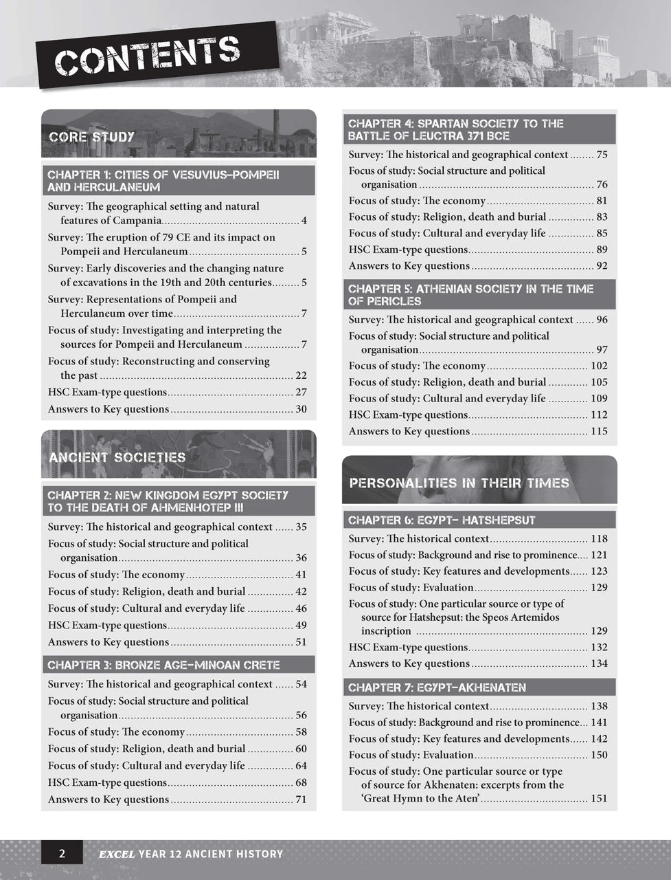 Inside page preview from the Excel Year 12 Ancient History Study Guide, the first sample page in the publisher's gallery