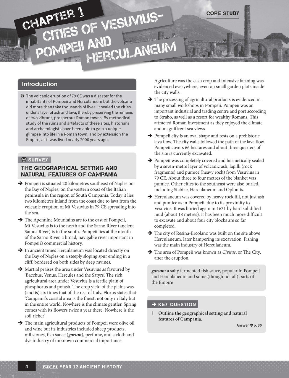 Inside page preview from the Excel Year 12 Ancient History Study Guide, the third sample page in the publisher's gallery