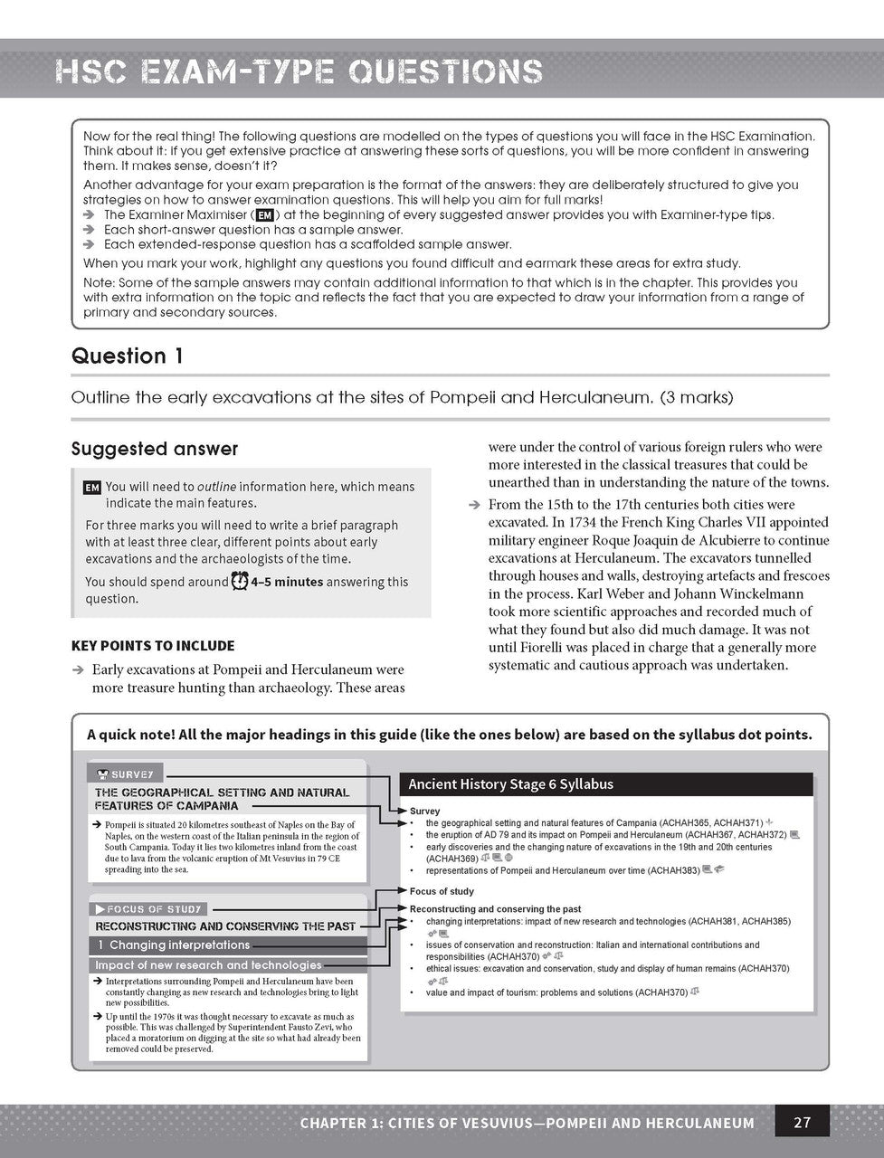 Inside page preview from the Excel Year 12 Ancient History Study Guide, the fifth sample page in the publisher's gallery