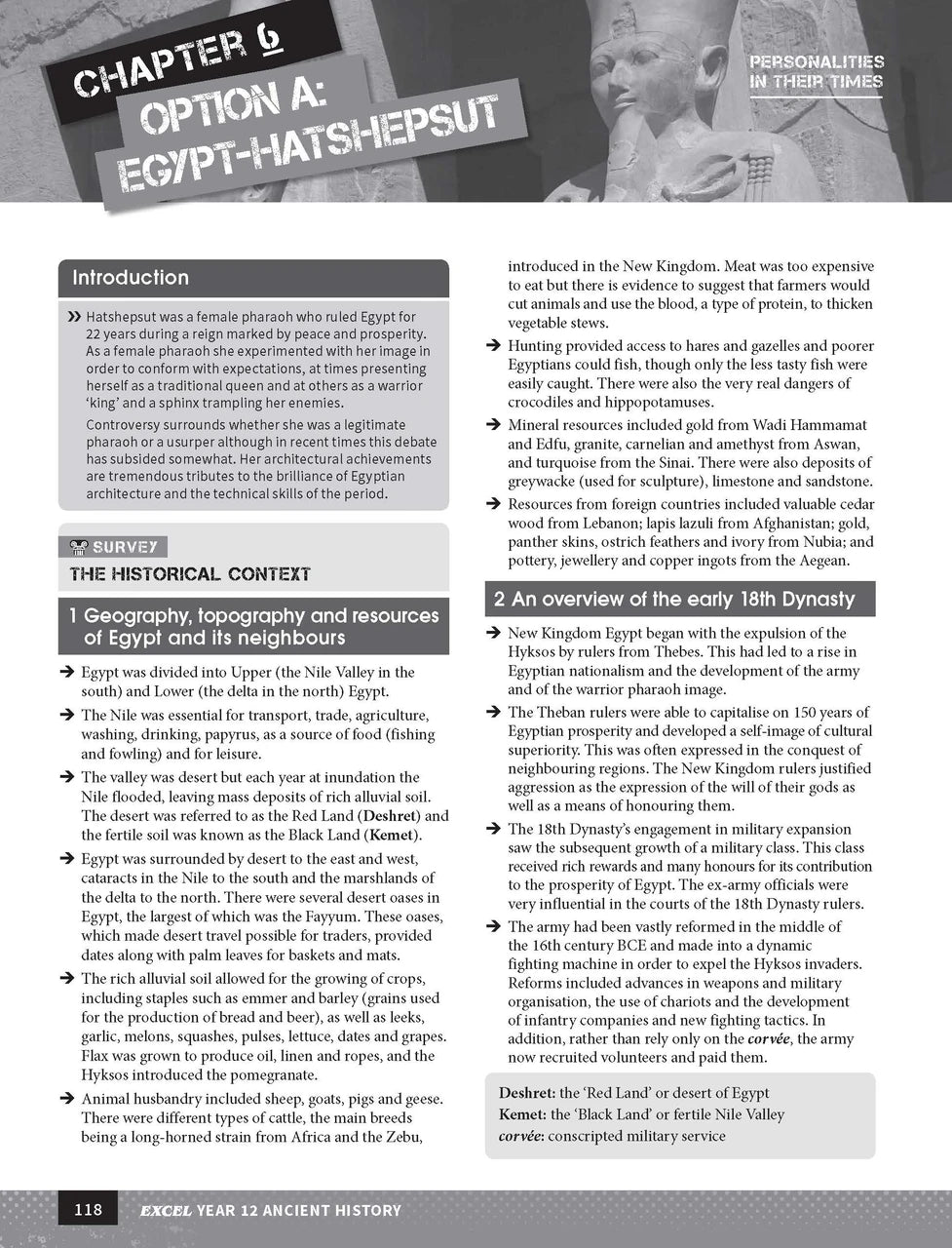 Inside page preview from the Excel Year 12 Ancient History Study Guide, the eighth sample page in the publisher's gallery