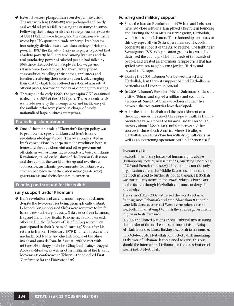 Inside page preview from the Excel Year 12 Modern History Study Guide, the tenth sample page in the publisher's gallery