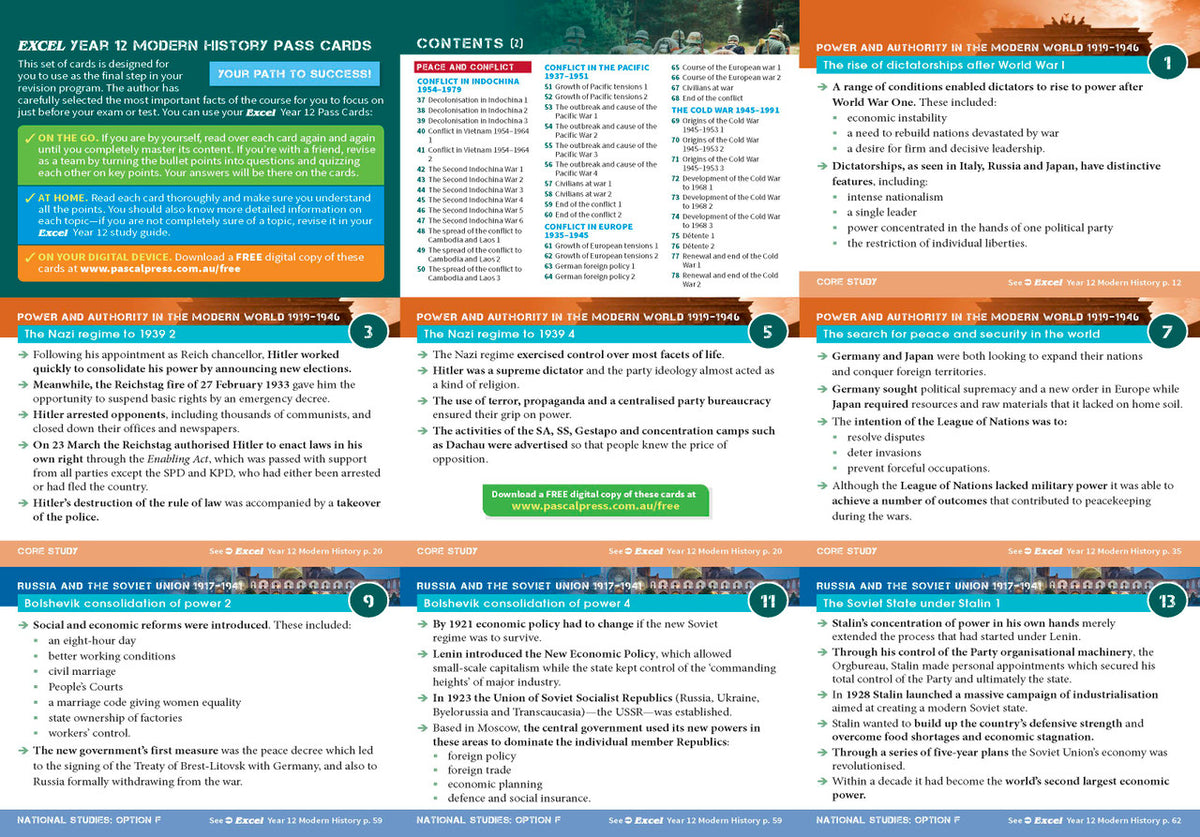 Inside page preview from the Excel Year 12 Modern History Study Guide, the fifteenth sample page in the publisher's gallery