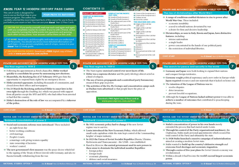Inside page preview from the Excel Year 12 Modern History Study Guide, the fifteenth sample page in the publisher's gallery