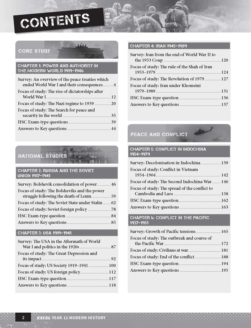 Inside page preview from the Excel Year 12 Modern History Study Guide, the first sample page in the publisher's gallery