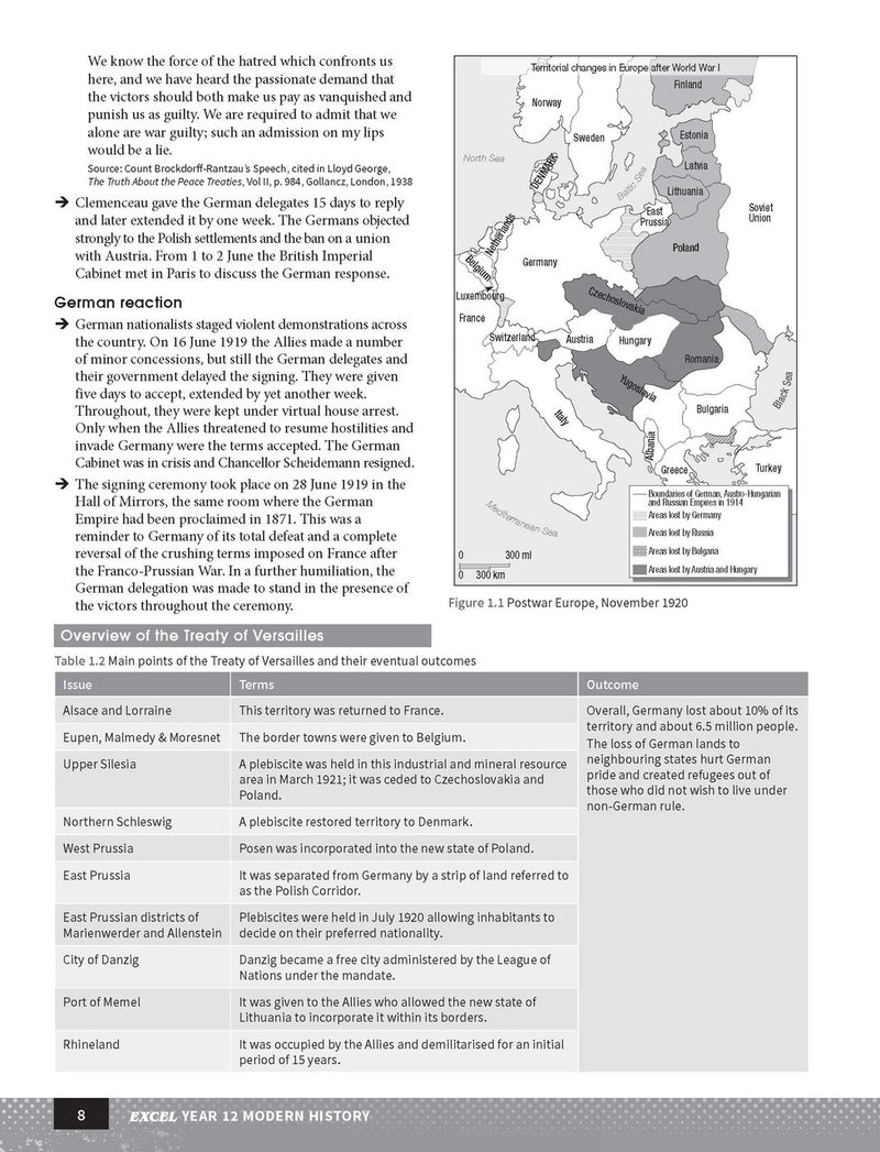 Inside page preview from the Excel Year 12 Modern History Study Guide, the seventh sample page in the publisher's gallery