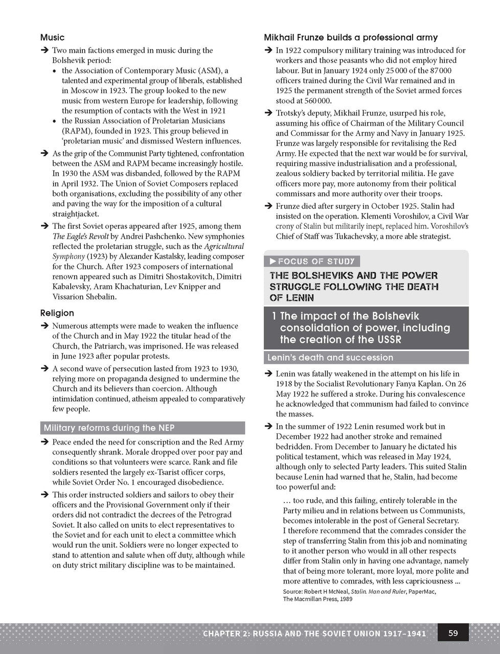 Inside page preview from the Excel Year 12 Modern History Study Guide, the eighth sample page in the publisher's gallery