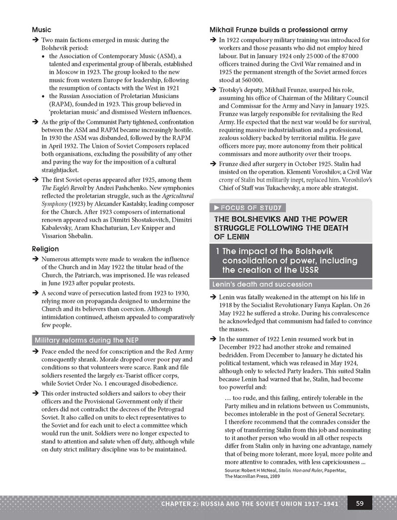 Inside page preview from the Excel Year 12 Modern History Study Guide, the eighth sample page in the publisher's gallery