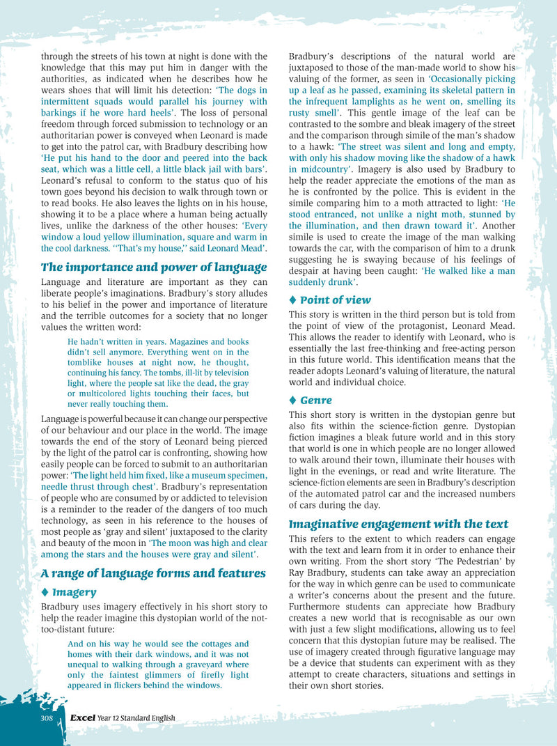 Sample interior page from Excel Year 12 Standard English Study Guide as shown in the Pascal Press product gallery