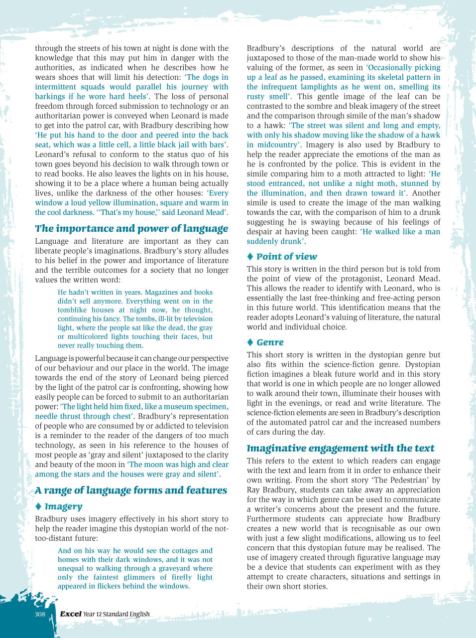 Sample interior page from Excel Year 12 Standard English Study Guide as shown in the Pascal Press product gallery