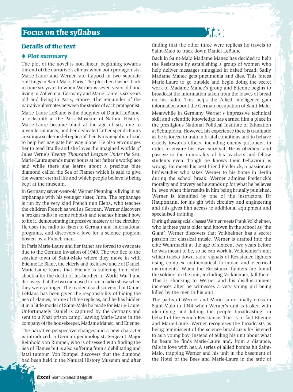 Sample interior page from Excel Year 12 Standard English Study Guide as shown in the Pascal Press product gallery
