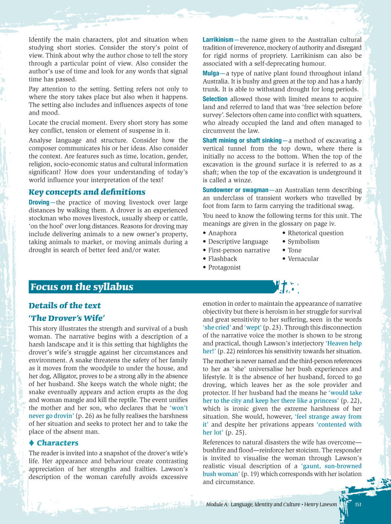 Sample interior page from Excel Year 12 Standard English Study Guide as shown in the Pascal Press product gallery