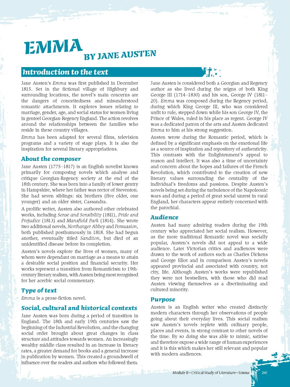 Sample interior page from Excel Year 12 Advanced English Study Guide as shown in the Pascal Press product gallery