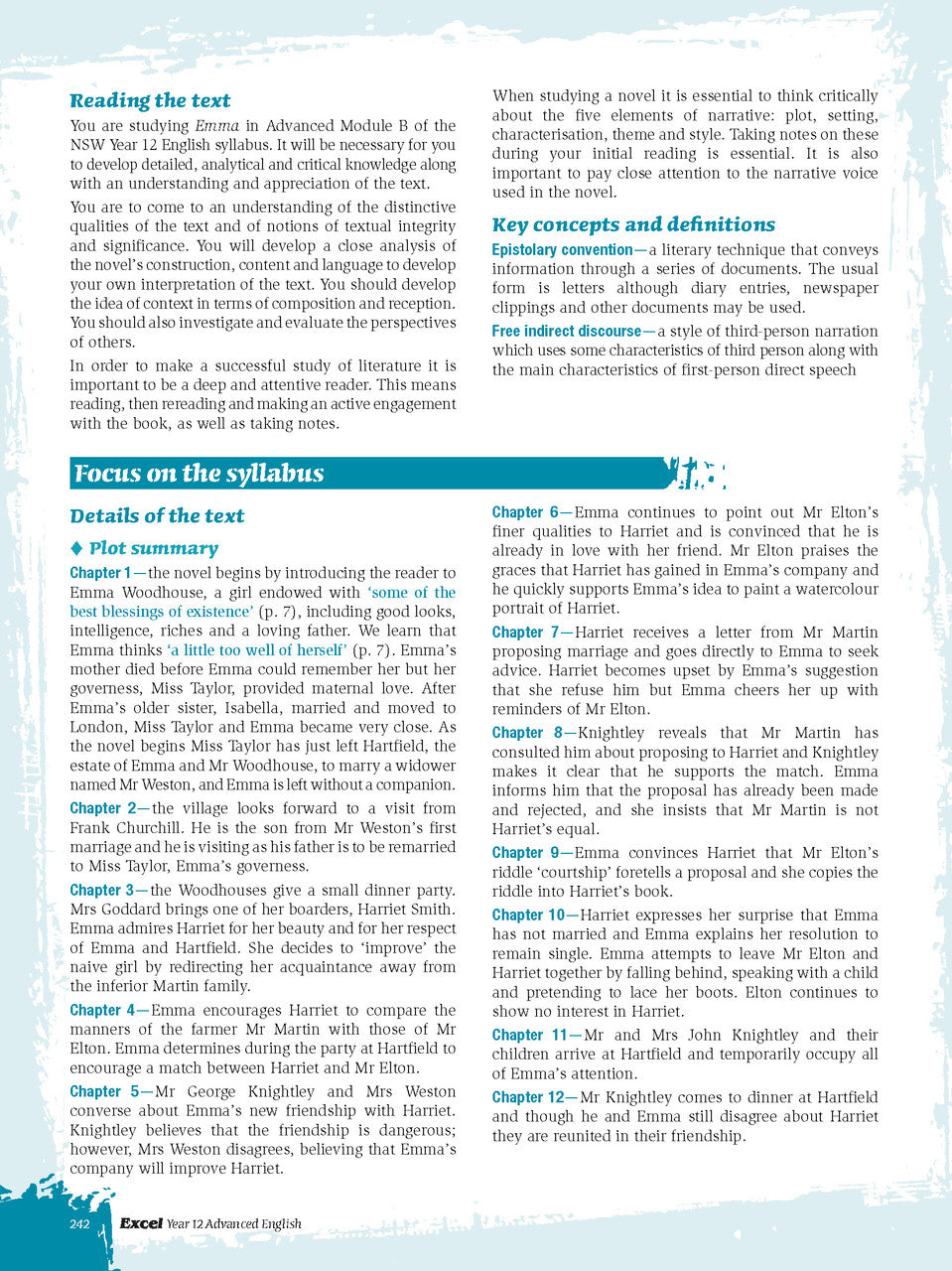 Sample interior page from Excel Year 12 Advanced English Study Guide as shown in the Pascal Press product gallery