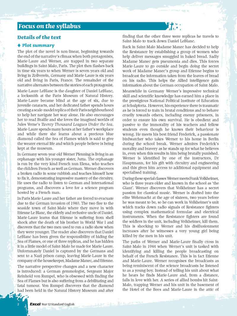 Sample interior page from Excel Year 12 Advanced English Study Guide as shown in the Pascal Press product gallery