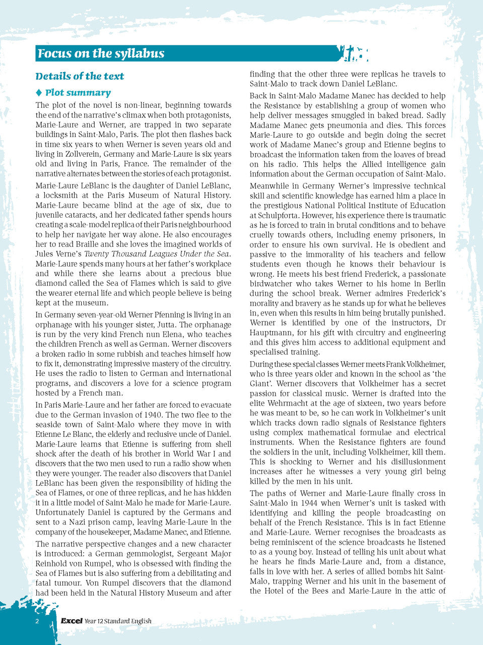 Sample interior page from Excel Year 12 Advanced English Study Guide as shown in the Pascal Press product gallery
