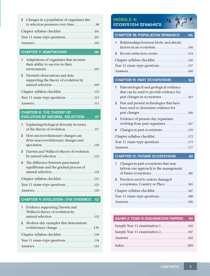Sample page from the Excel Year 11 Biology Study Guide, as shown in the Pascal Press product gallery