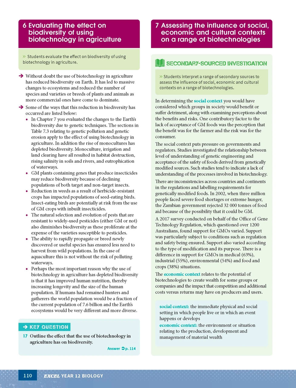 Sample interior page from Excel Year 12 Biology Study Guide as shown in the Pascal Press product gallery