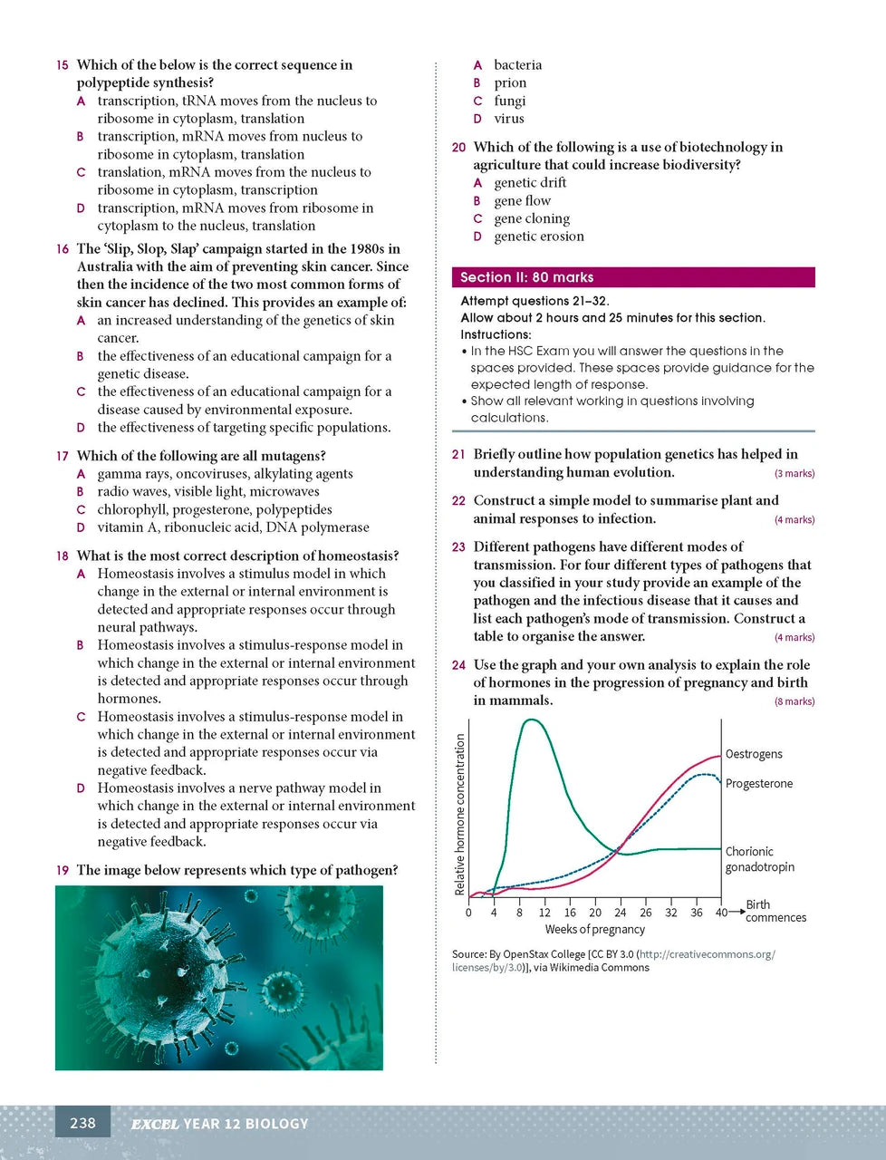 Sample interior page from Excel Year 12 Biology Study Guide as shown in the Pascal Press product gallery