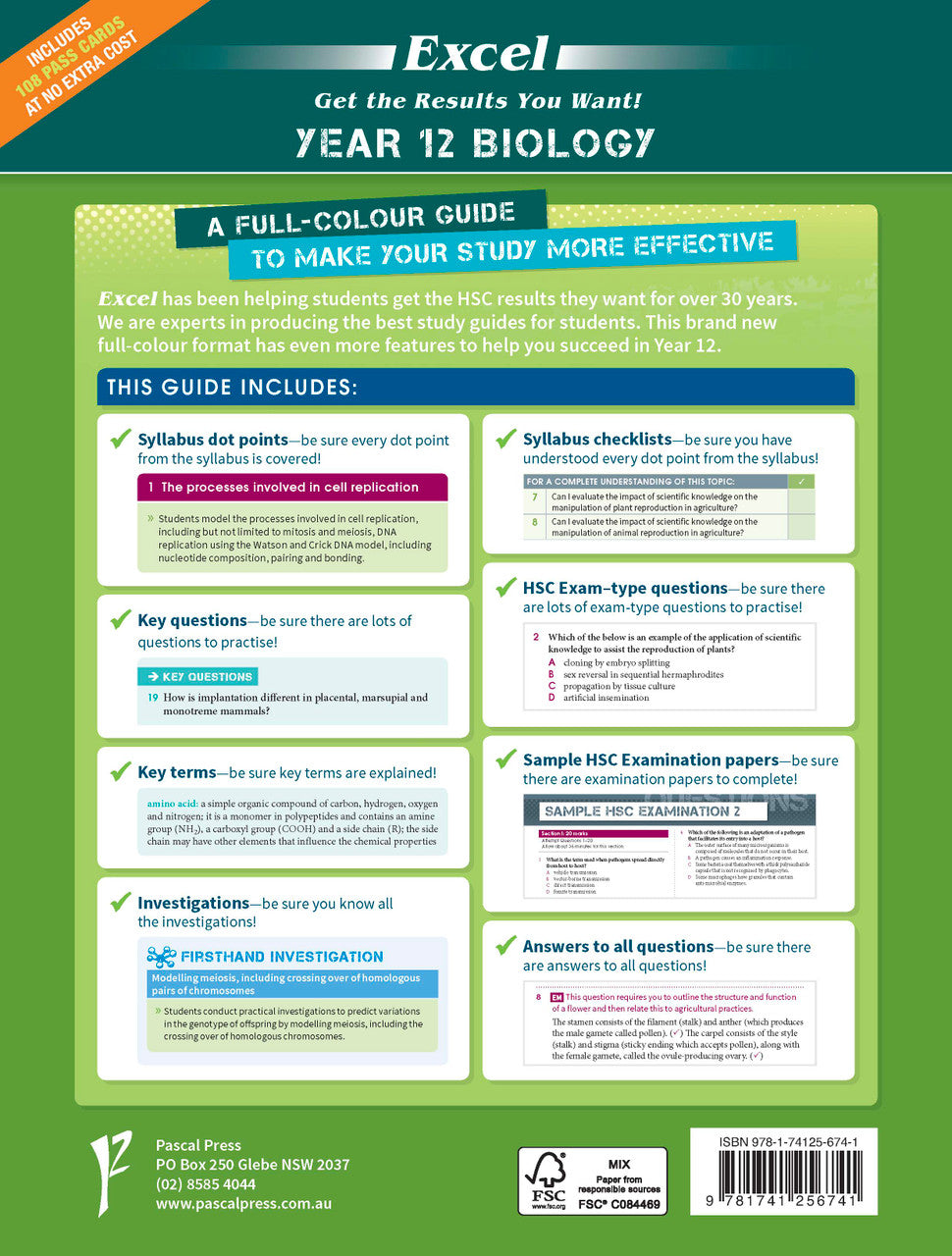 Sample interior page from Excel Year 12 Biology Study Guide as shown in the Pascal Press product gallery