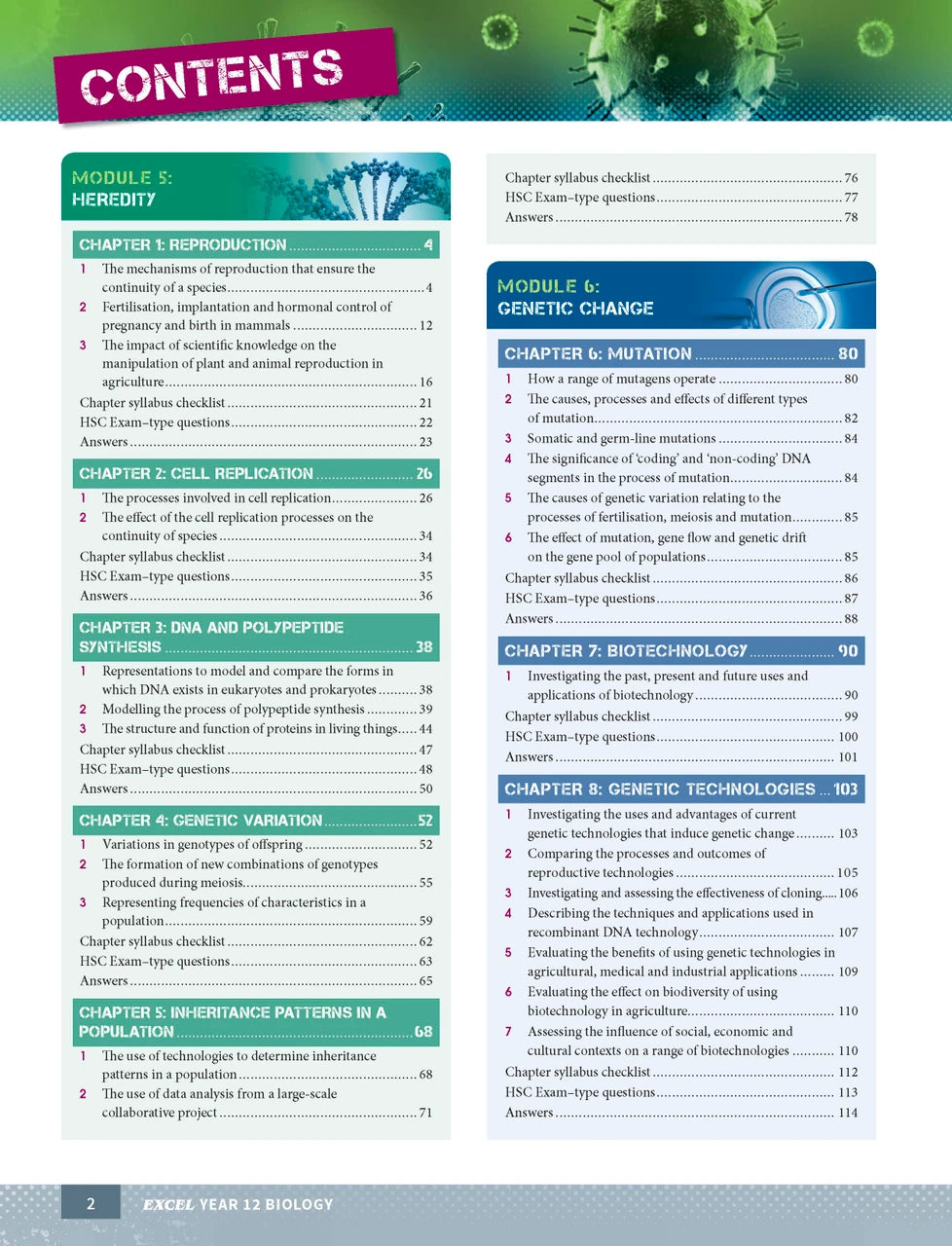 Sample interior page from Excel Year 12 Biology Study Guide as shown in the Pascal Press product gallery