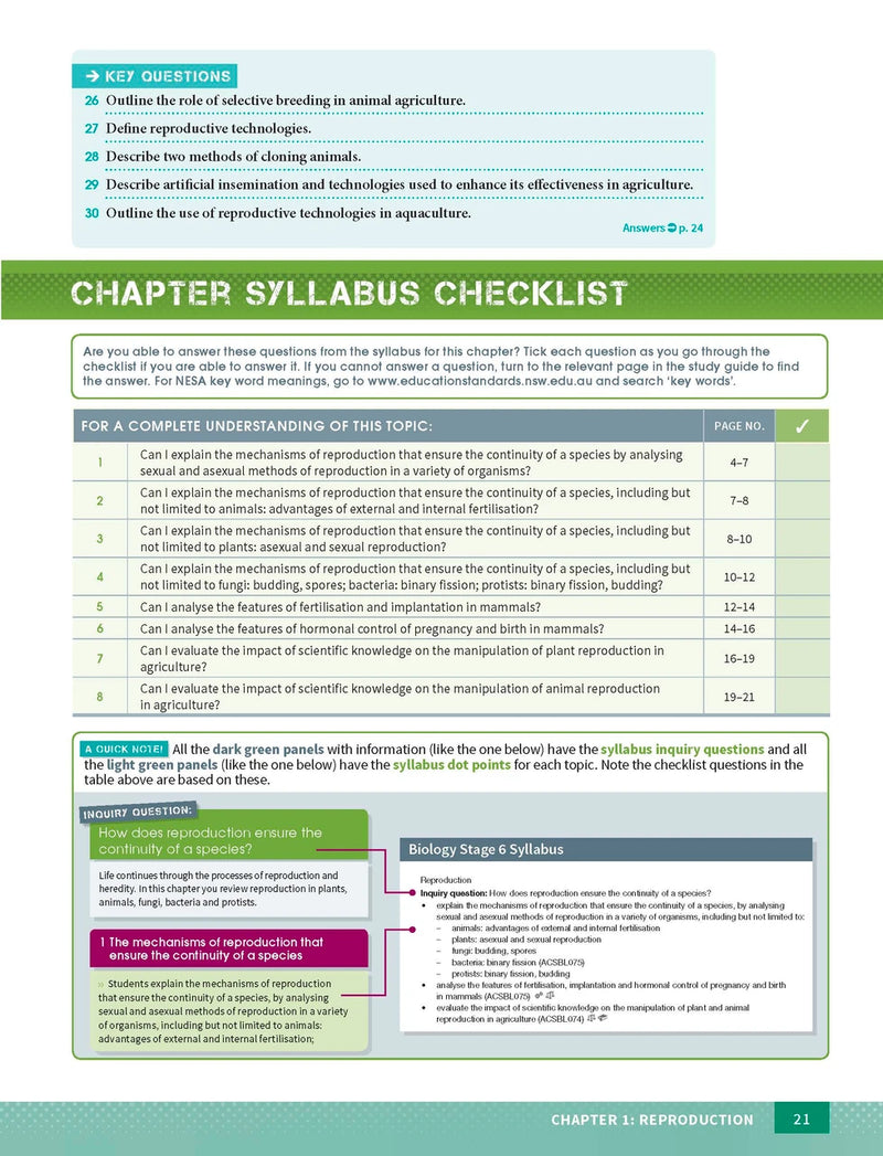 Sample interior page from Excel Year 12 Biology Study Guide as shown in the Pascal Press product gallery