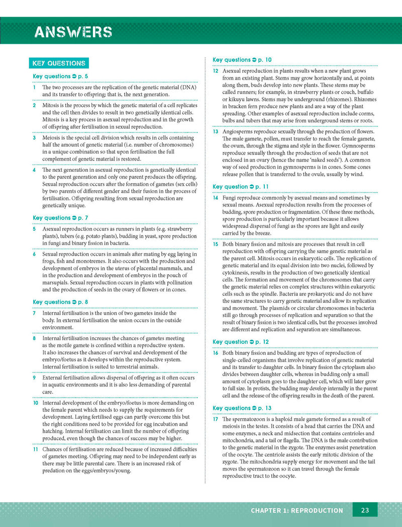 Sample interior page from Excel Year 12 Biology Study Guide as shown in the Pascal Press product gallery