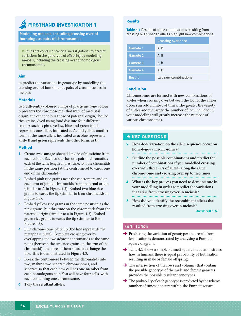 Sample interior page from Excel Year 12 Biology Study Guide as shown in the Pascal Press product gallery