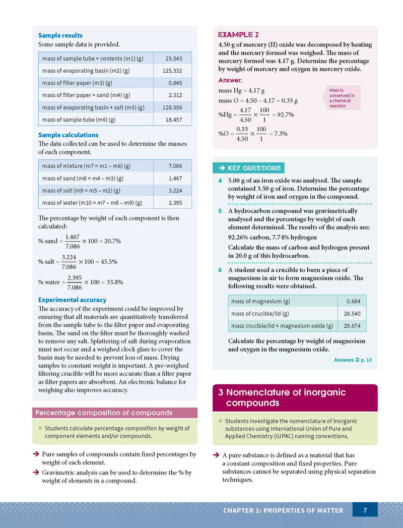 Sample page from the Excel Year 11 Chemistry Study Guide, as shown in the Pascal Press product gallery