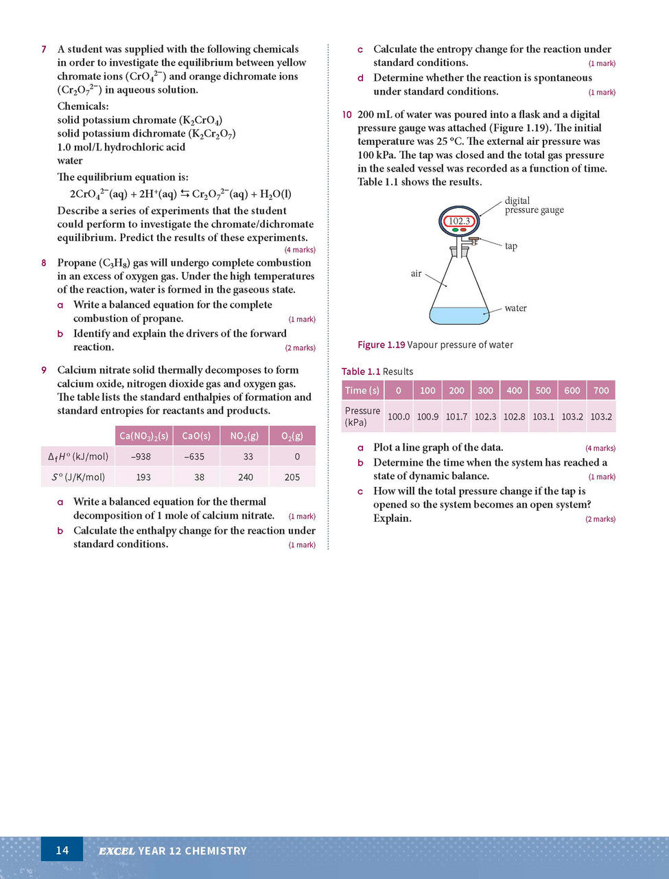 Sample interior page from Excel Year 12 Chemistry Study Guide as shown in the Pascal Press product gallery