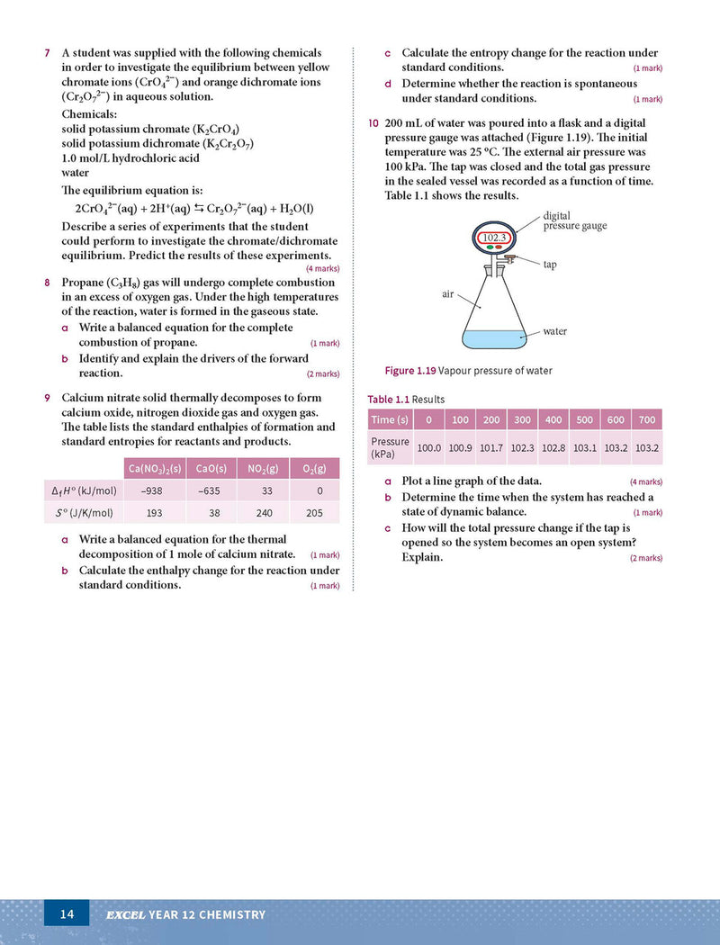 Sample interior page from Excel Year 12 Chemistry Study Guide as shown in the Pascal Press product gallery